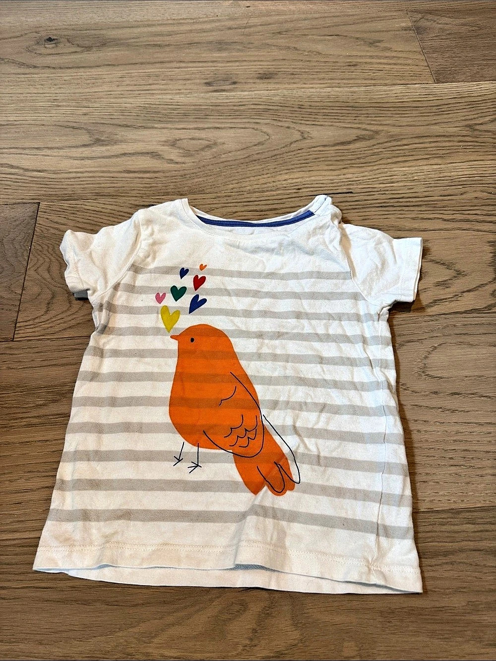 mini boden Striped Bird Tee in White & Blue Girls 2-3Y